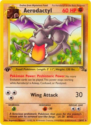 Aerodactyl (16) 016/62 - 1st Edition Fossil - Rare
