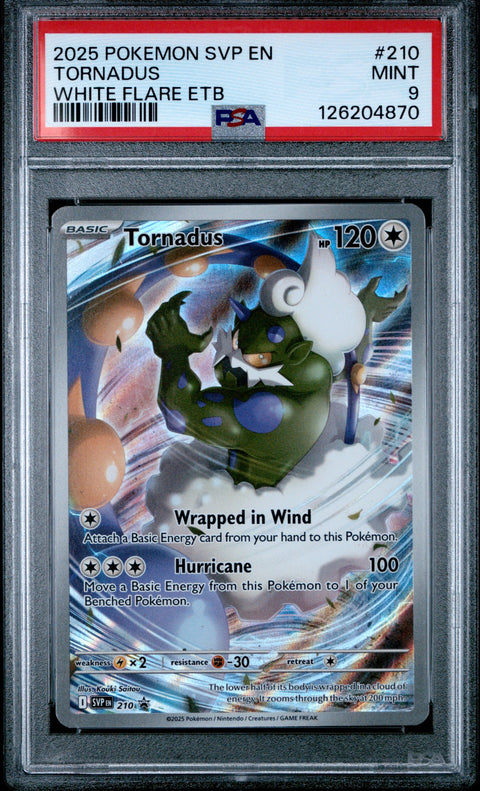 2025 POKEMON SVP EN-SV BLACK STAR PROMO #210 TORNADUS WHITE FLARE ETB PSA 9