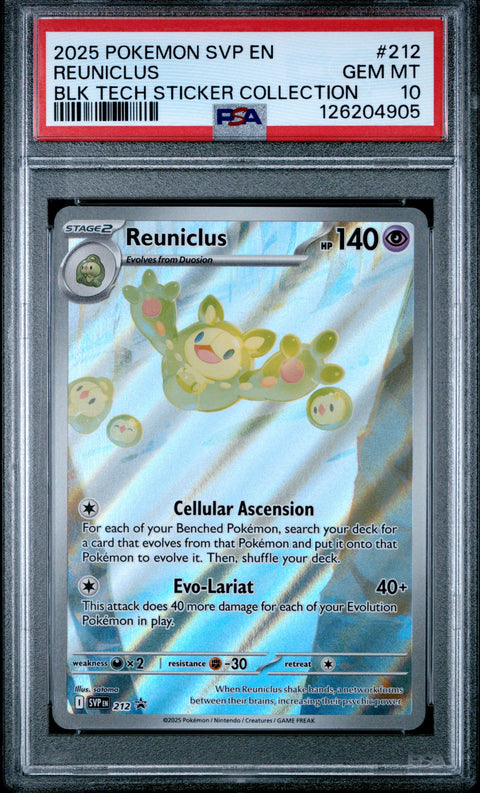 2025 POKEMON SVP EN-SV BLACK STAR PROMO #212 REUNICLUS BLK TECH STICKER COLLECTION PSA 10