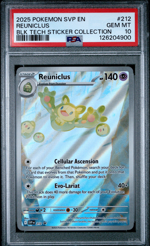 2025 POKEMON SVP EN-SV BLACK STAR PROMO #212 REUNICLUS BLK TECH STICKER COLLECTION PSA 10