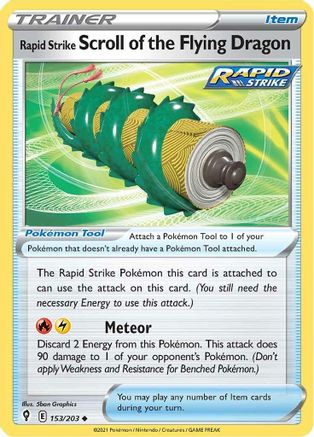 Rapid Strike Scroll of the Flying Dragon 153/203 SWSH07 Evolving Skies - Uncommon