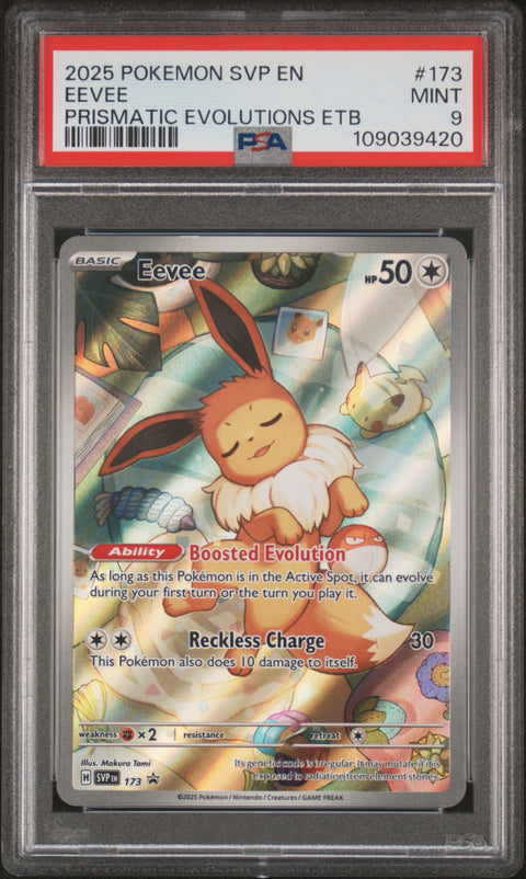 2025 POKEMON SVP EN-SV BLACK STAR PROMO #173 EEVEE PRISMATIC EVOLUTIONS ETB PSA 9