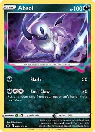 Absol 076/159 - Reverse Holofoil Crown Zenith - Holo Rare
