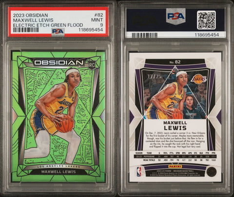 2023 PANINI OBSIDIAN #82 MAXWELL LEWIS ELECTRIC ETCH GREEN FLOOD PSA 9