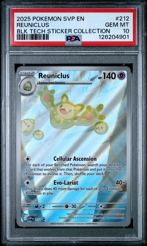 2025 POKEMON SVP EN-SV BLACK STAR PROMO #212 REUNICLUS BLK TECH STICKER COLLECTION PSA 10