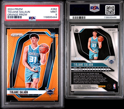 2024 PANINI PRIZM #262 TIDJANE SALAUN ORANGE PRIZM PSA 9