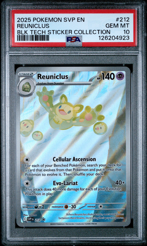 2025 POKEMON SVP EN-SV BLACK STAR PROMO #212 REUNICLUS BLK TECH STICKER COLLECTION PSA 10