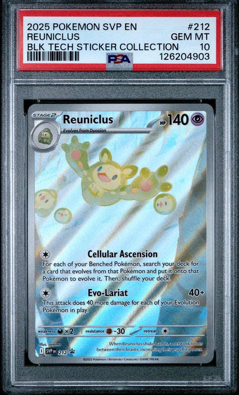 2025 POKEMON SVP EN-SV BLACK STAR PROMO #212 REUNICLUS BLK TECH STICKER COLLECTION PSA 10