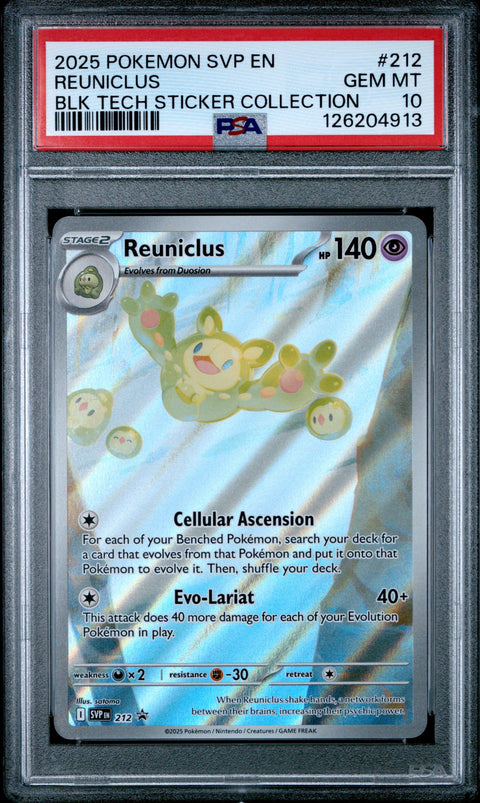 2025 POKEMON SVP EN-SV BLACK STAR PROMO #212 REUNICLUS BLK TECH STICKER COLLECTION PSA 10