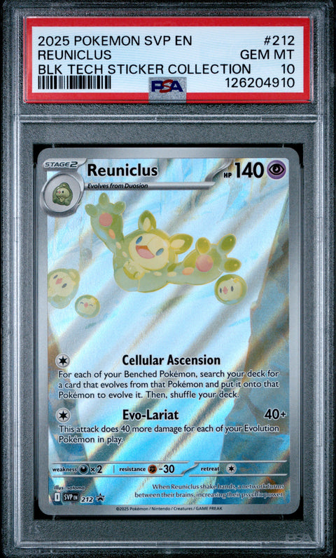 2025 POKEMON SVP EN-SV BLACK STAR PROMO #212 REUNICLUS BLK TECH STICKER COLLECTION PSA 10