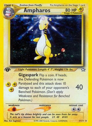 Ampharos 001/111  - 1st Edition Holofoil Neo Genesis - Holo Rare