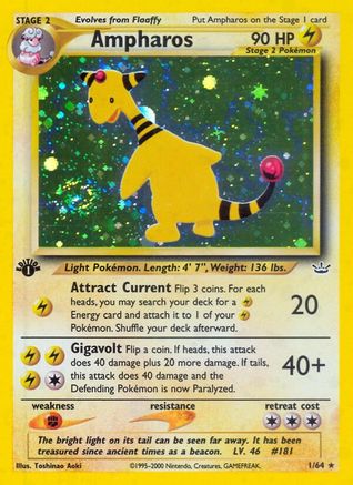 Ampharos 001/64  - 1st Edition Holofoil Neo Revelation - Holo Rare