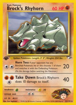 Brock's Rhyhorn (22) 022/132  - 1st Edition Gym Heroes - Rare