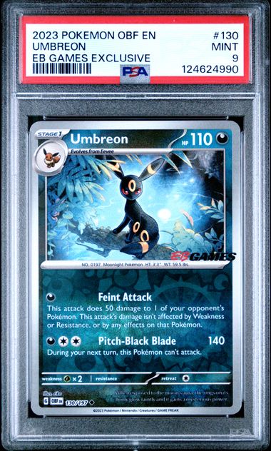 2023 POKEMON OBF EN-OBSIDIAN FLAMES #130 UMBREON EB GAMES EXCLUSIVE PSA 9