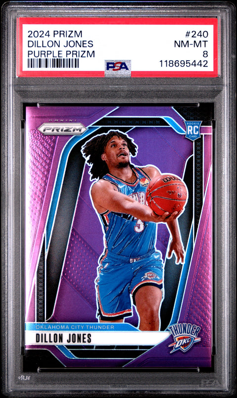 2024 PANINI PRIZM #240 DILLON JONES PURPLE PRIZM PSA 8