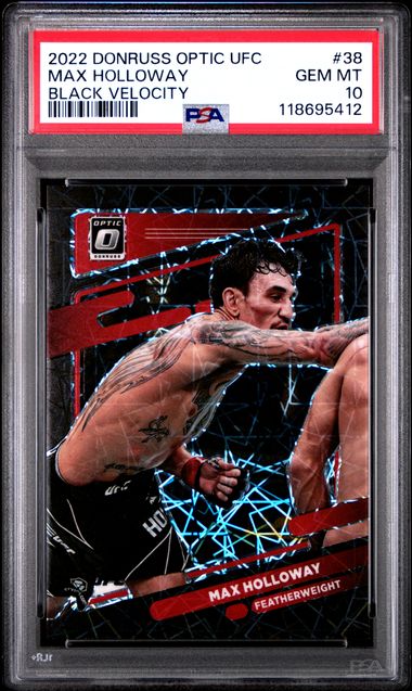 2022 PANINI DONRUSS OPTIC UFC #38 MAX HOLLOWAY BLACK VELOCITY PSA 10