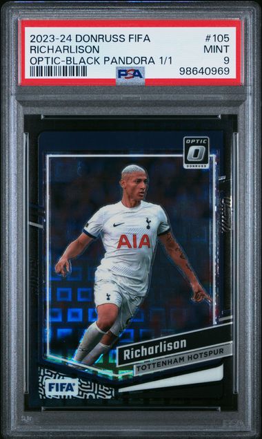 2023-24 PANINI DONRUSS FIFA #105 RICHARLISON OPTIC-BLACK PANDORA 1/1 PSA 9