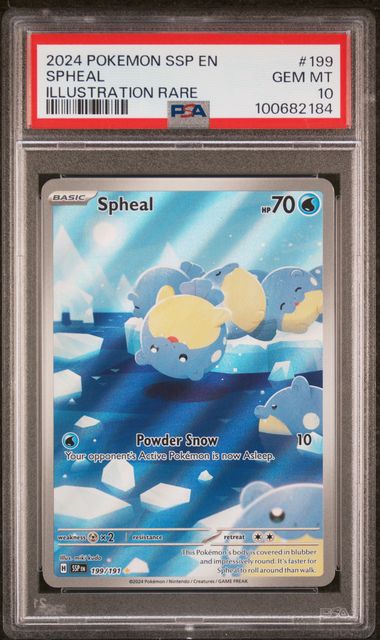 PSA 10 2024 POKEMON SSP EN-SURGING SPARKS #199 SPHEAL ILLUSTRATION RARE