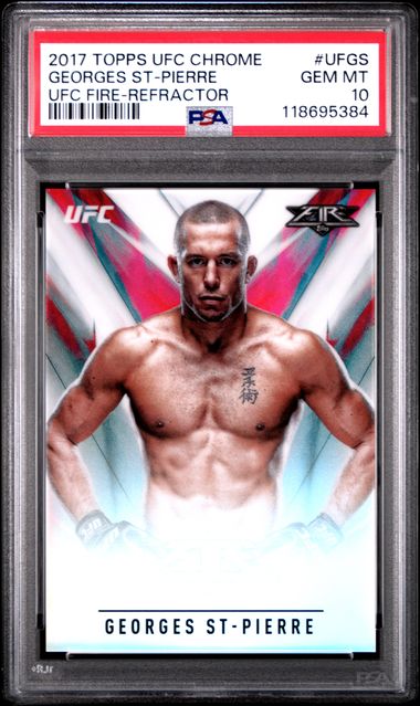 2017 TOPPS UFC CHROME UFC FIRE #UFGS GEORGES ST-PIERRE UFC FIRE-REFRACTOR PSA 10