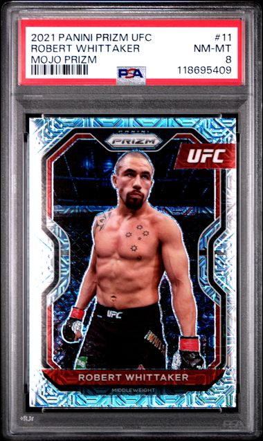 2021 PANINI PRIZM UFC #11 ROBERT WHITTAKER MOJO PRIZM PSA 8