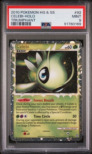 PSA 9 CELEBI-HOLO #92 HEARTGOLD & SOULSILVER TRIUMPHANT
