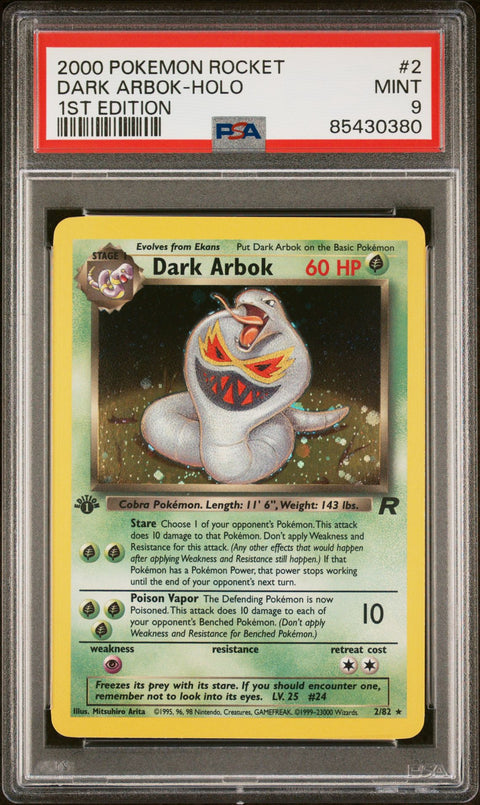 PSA 9 #2 DARK ARBOK-HOLO 1ST EDITION 2000 POKEMON ROCKET