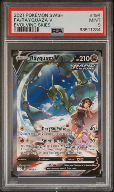 PSA 9 FA/RAYQUAZA V 194 EVOLVING SKIES