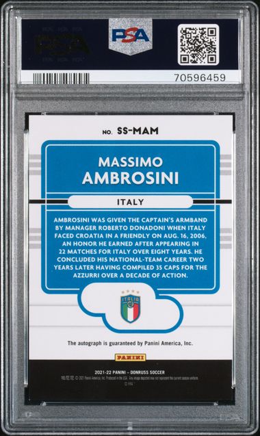 PSA 9 MASSIMO AMBROSINI #MAM 2021 PANINI DONRUSS ROAD TO QATAR SIGNATURE SERIES