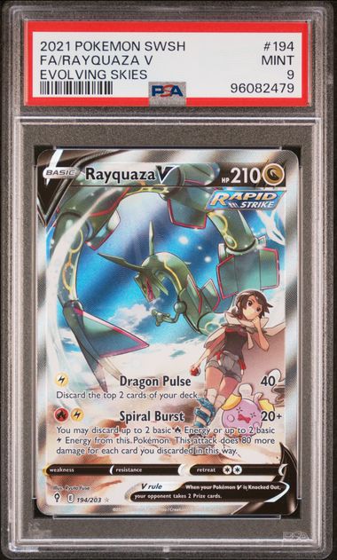 PSA 9 2021 POKEMON SWORD & SHIELD EVOLVING SKIES 194 FULL ART/RAYQUAZA V EVOLVING SKIES