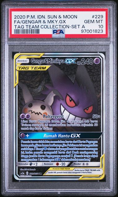 PSA 10 FULL ART/GENGAR & MIMIKYU GX #229