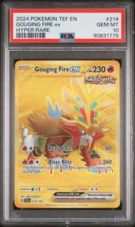PSA 10 -214 GOUGING FIRE EX HYPER RARE 2024 POKEMON TEF EN-TEMPORAL FORCES