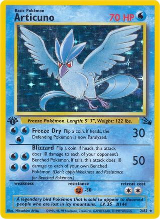 Articuno (2) 002/62  - 1st Edition Holofoil Fossil - Holo Rare