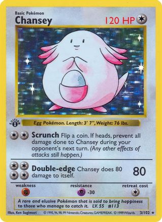 Chansey 003/102  - Unlimited Holofoil Base Set Shadowless - Holo Rare