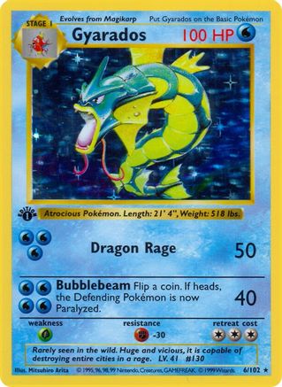Gyarados 006/102  - Unlimited Holofoil Base Set Shadowless - Holo Rare
