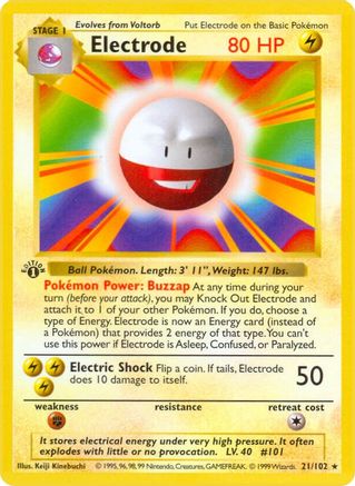 Electrode 021/102  - Unlimited Base Set Shadowless - Rare