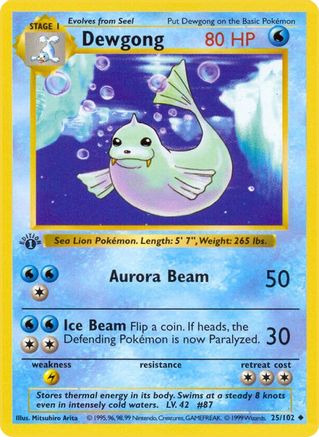 Dewgong 025/102  - 1st Edition Base Set Shadowless - Uncommon