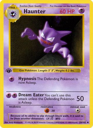 Haunter 029/102  - Unlimited Base Set Shadowless - Uncommon