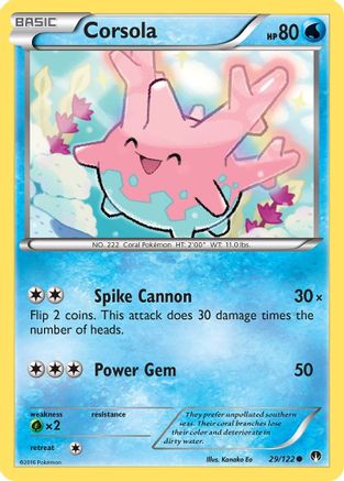 Corsola 029/122  - Reverse Holofoil XY  BREAKpoint - Common