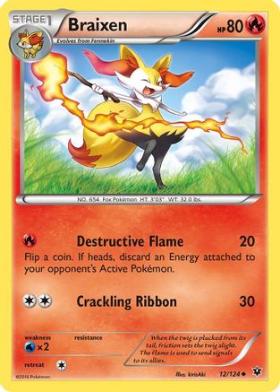 Braixen 012/124  - Reverse Holofoil XY  Fates Collide - Uncommon