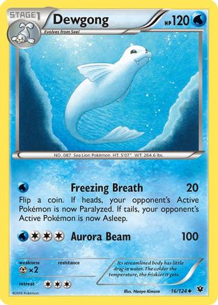 Dewgong 016/124  - Reverse Holofoil XY  Fates Collide - Uncommon