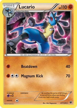 Lucario (47) 047/124  - Reverse Holofoil XY  Fates Collide - Rare