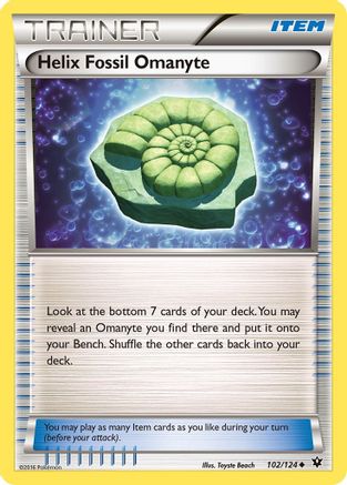 Helix Fossil Omanyte 102/124  - Reverse Holofoil XY  Fates Collide - Uncommon