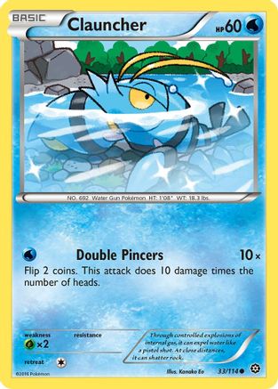 Clauncher 033/114  - Reverse Holofoil XY  Steam Siege - Common