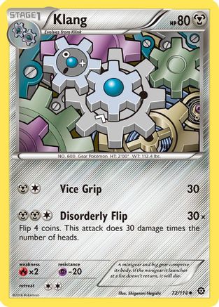 Klang 072/114  - Reverse Holofoil XY  Steam Siege - Uncommon