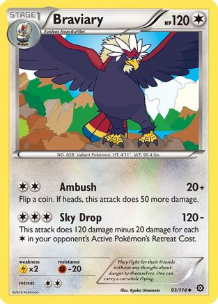 Braviary 093  - Reverse Holofoil XY  Steam Siege - Uncommon
