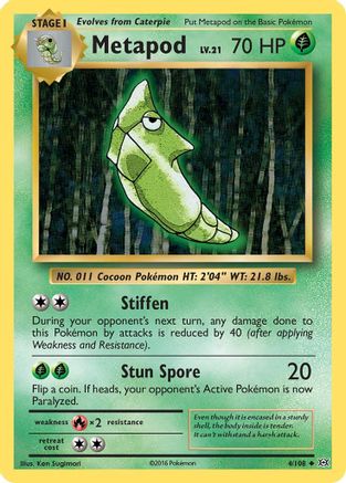 Metapod 004/108  - Reverse Holofoil XY  Evolutions - Uncommon