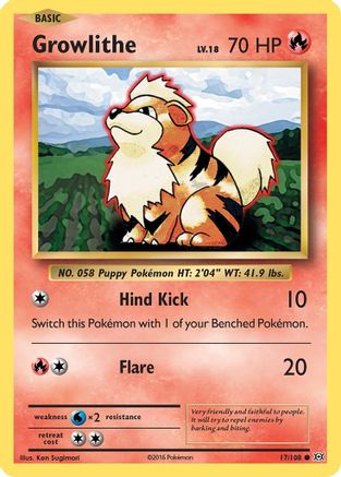 Growlithe 017/108  - Reverse Holofoil XY  Evolutions - Common
