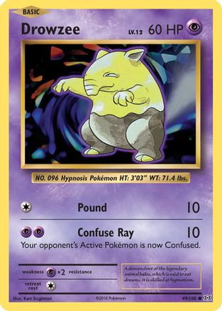 Drowzee 049/108  - Reverse Holofoil XY  Evolutions - Common