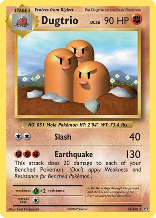 Dugtrio 056/108  - Reverse Holofoil XY  Evolutions - Rare