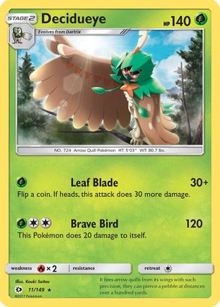 Decidueye 011/149  - Reverse Holofoil SM Base Set - Rare